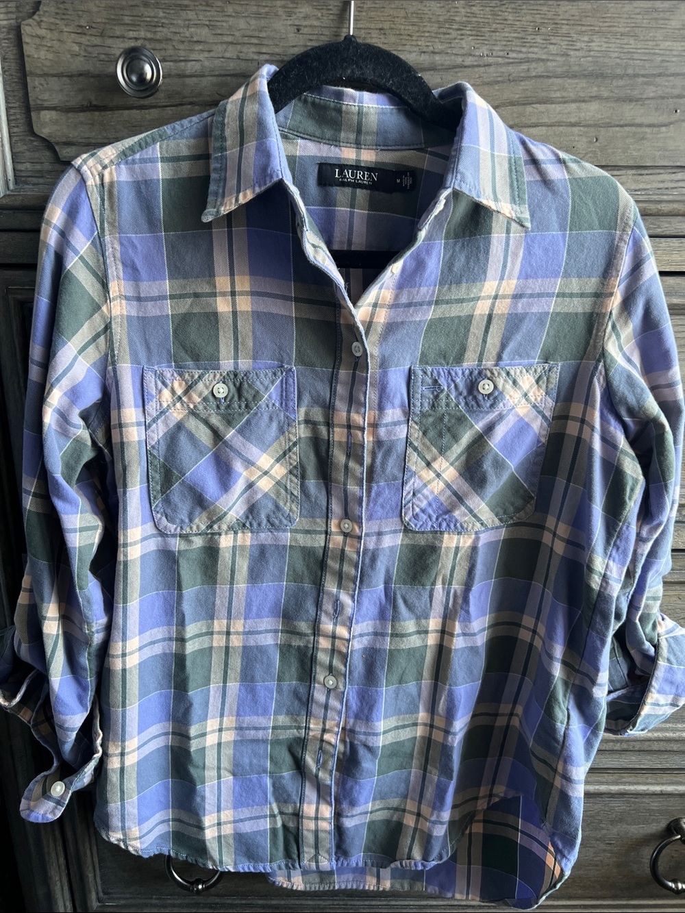Lauren Ralph Lauren Plaid Button Down Flannel Shirt Size Medium